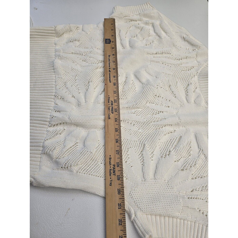 Akris Punto "Hello Sunshine" Cream Knit Short Sleeve Pullover Sweater Size 8 - Picture 9 of 10